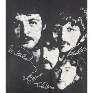 VTG The Beatles T Shirt Mens * FITS SMALL * Black 4 Face 1987 Graphic Portrait